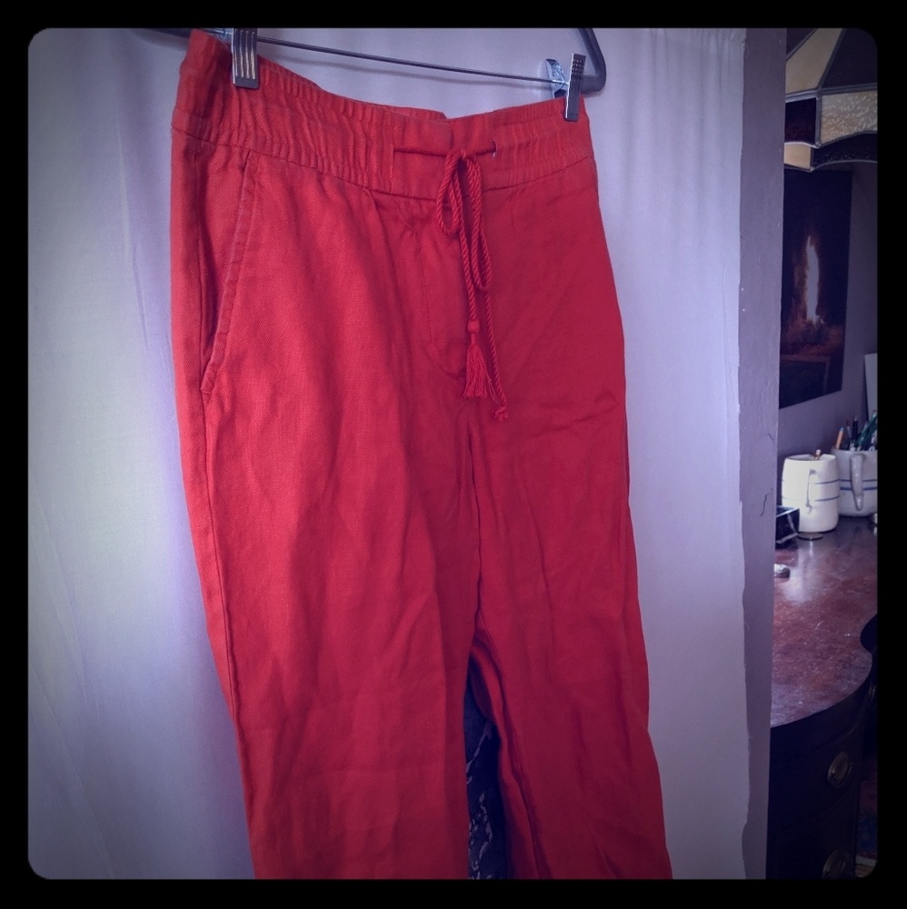 Ann Taylor LOFT Linen pants in red/orange